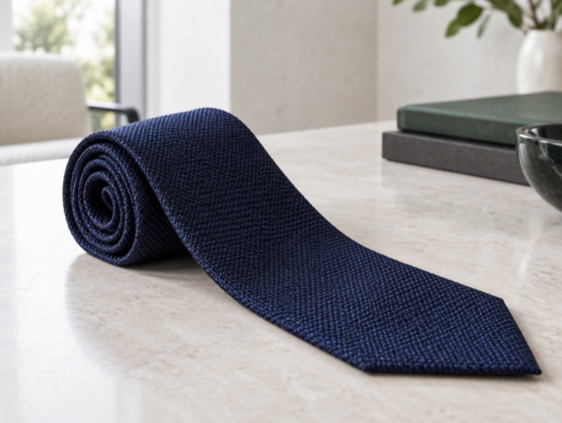 A grenadine silk tie, rolled and unrolled