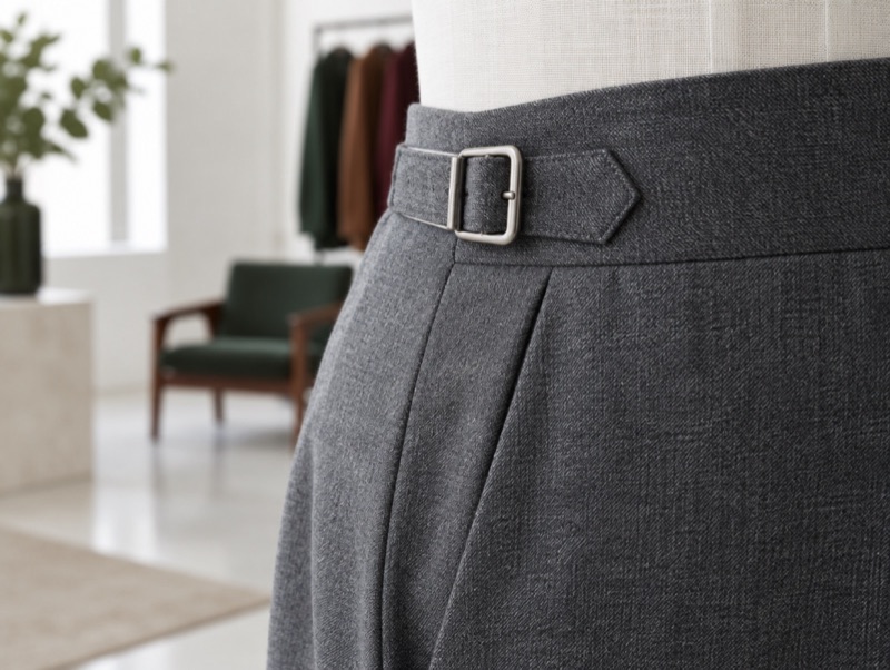 A trouser side adjuster, close up