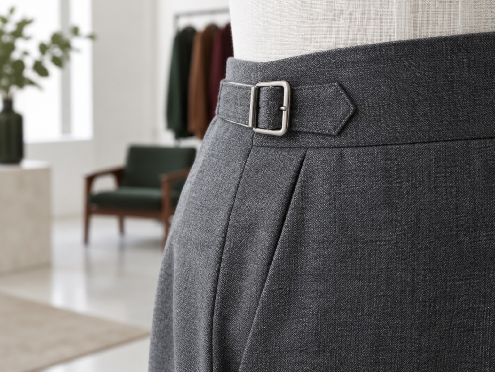 A trouser side adjuster, close up