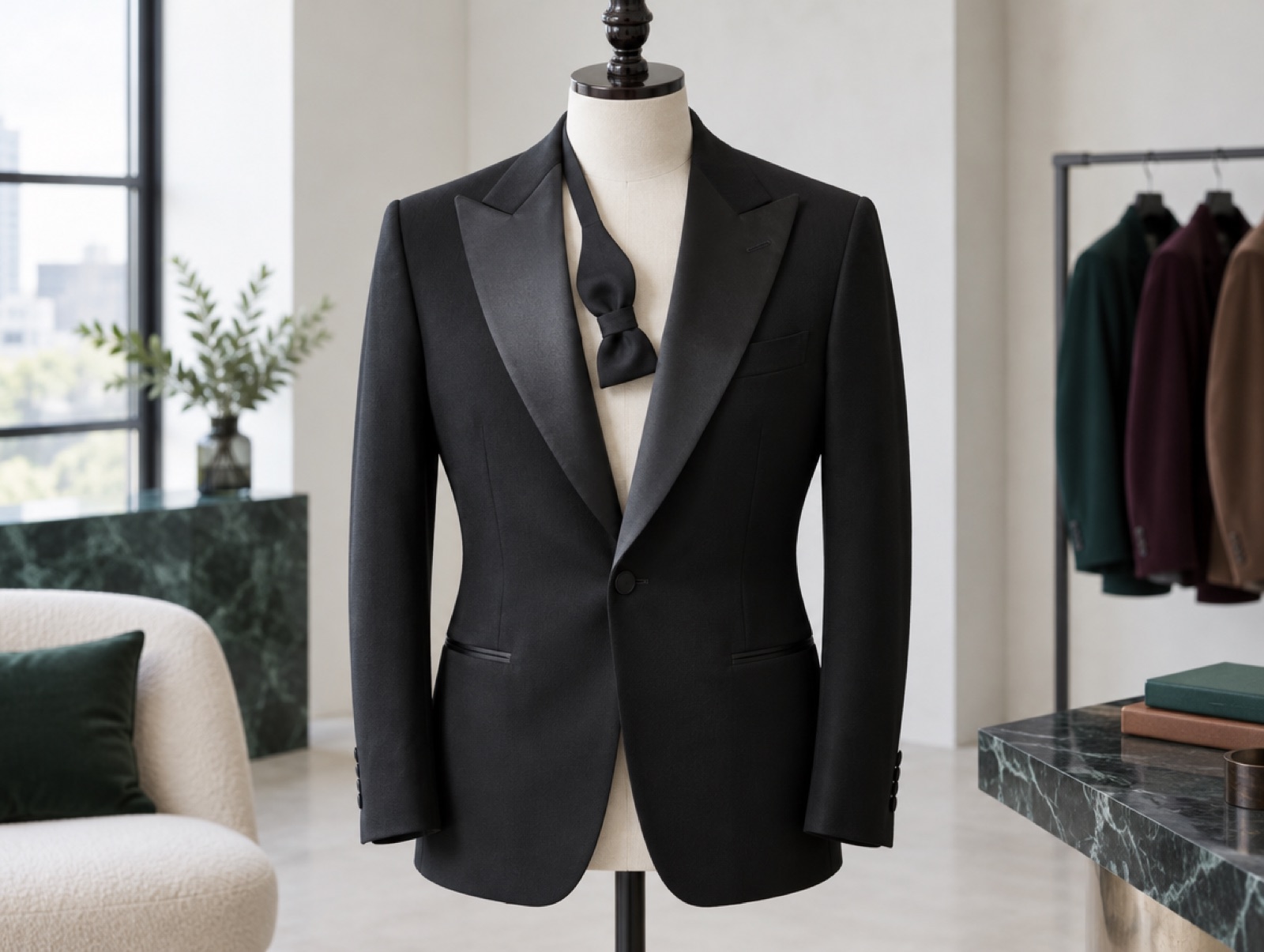 A dinner jacket with a grosgrain lapel