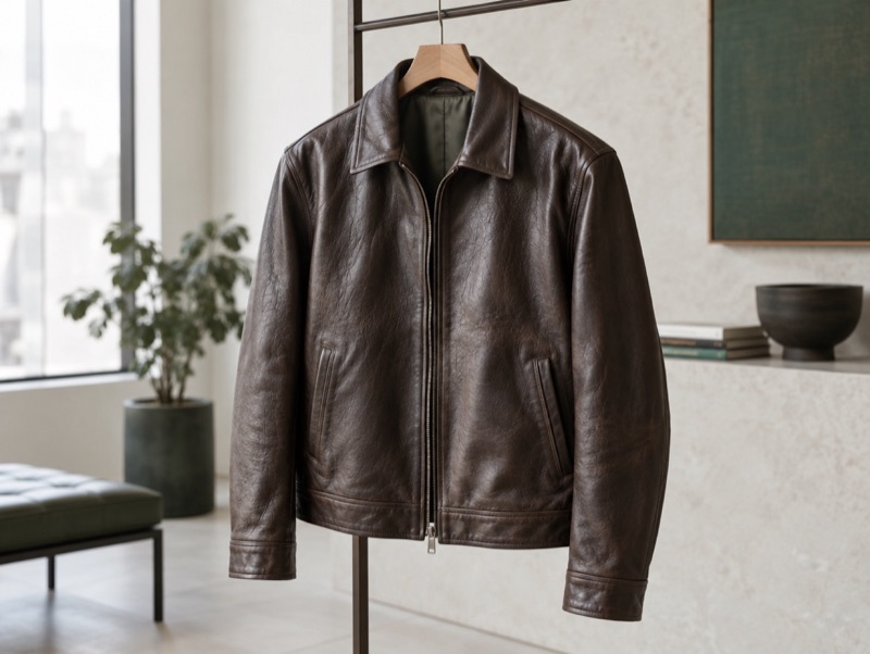 A brown horsehide leather jacket