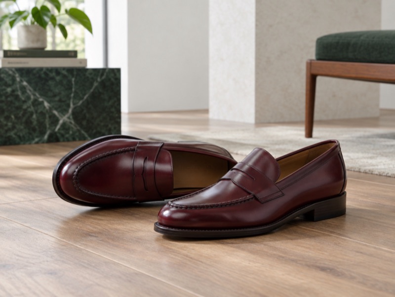 Burgundy penny loafers