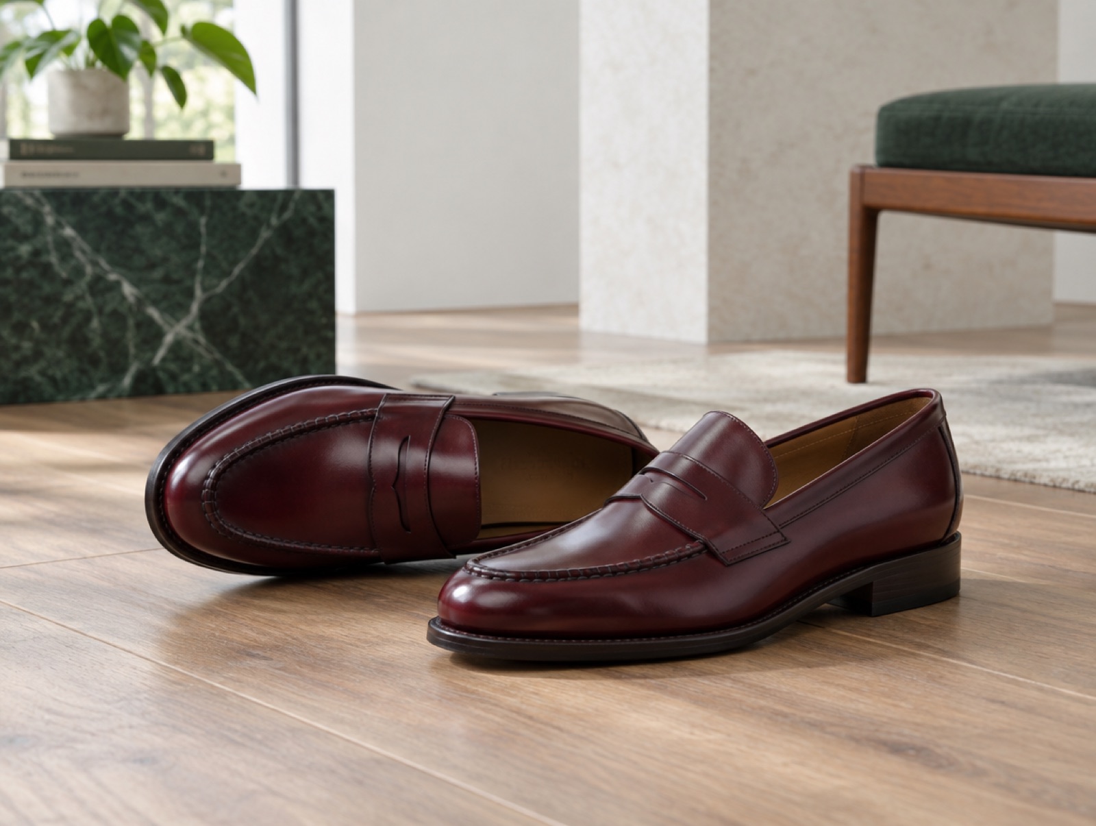 Burgundy penny loafers