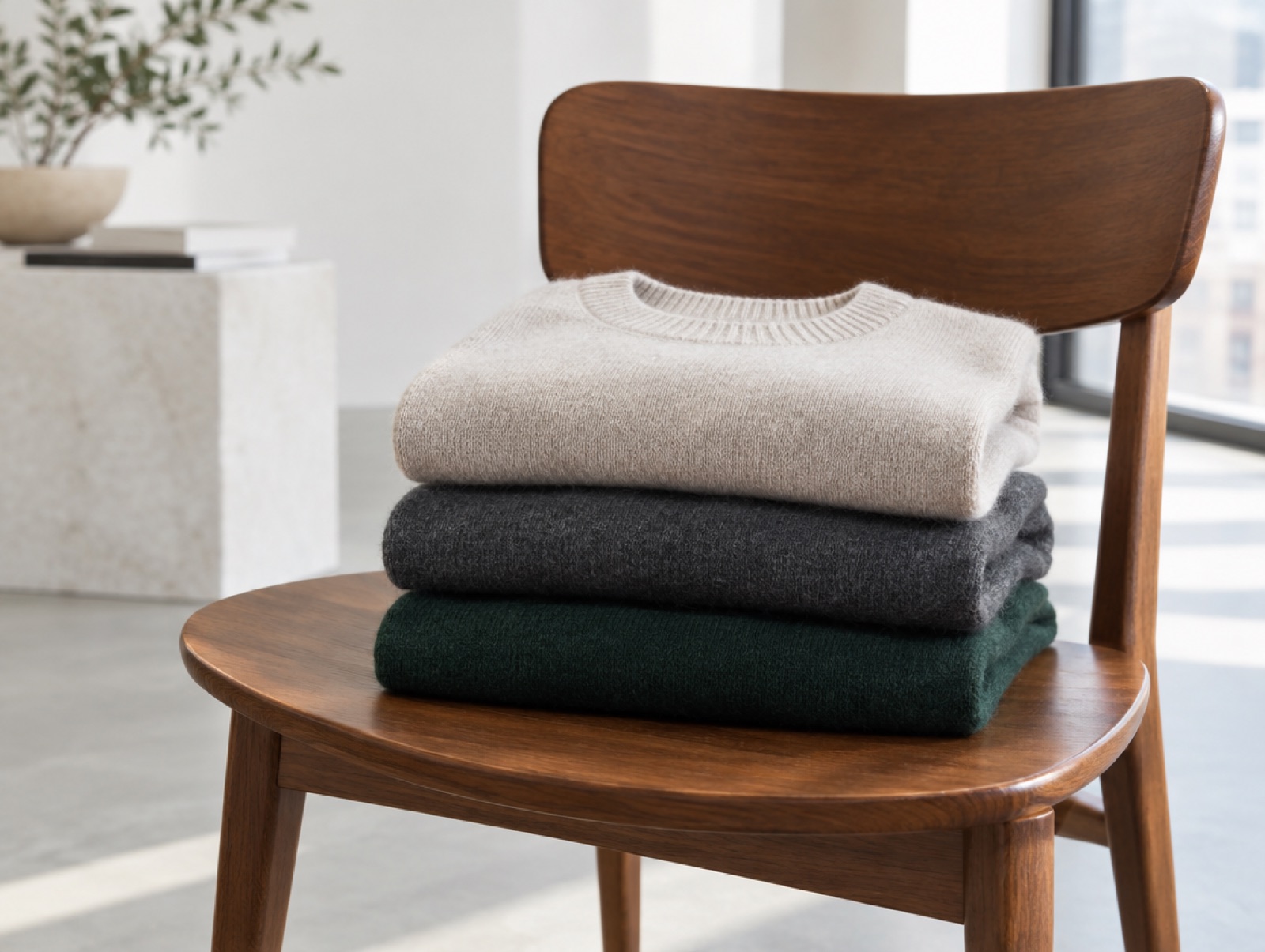A stack of three sweaters