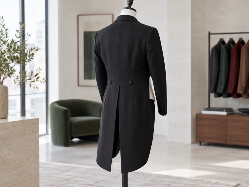 An evening tailcoat seen from behind