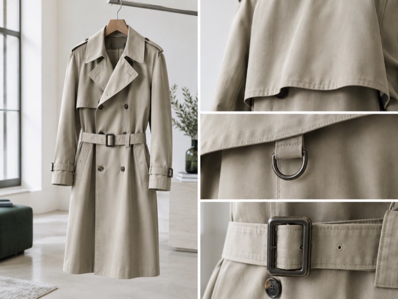 A gabardine trench coat