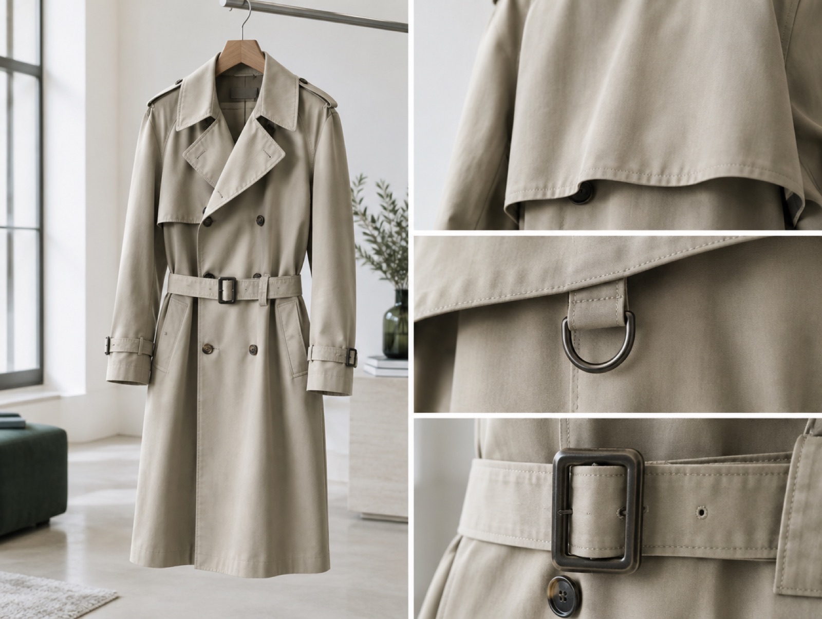 A gabardine trench coat