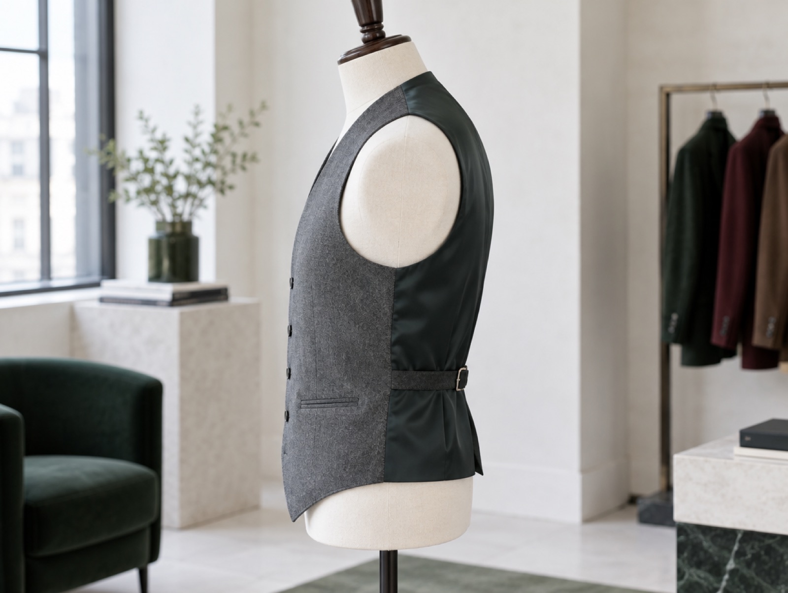 A flannel waistcoat with a silk back