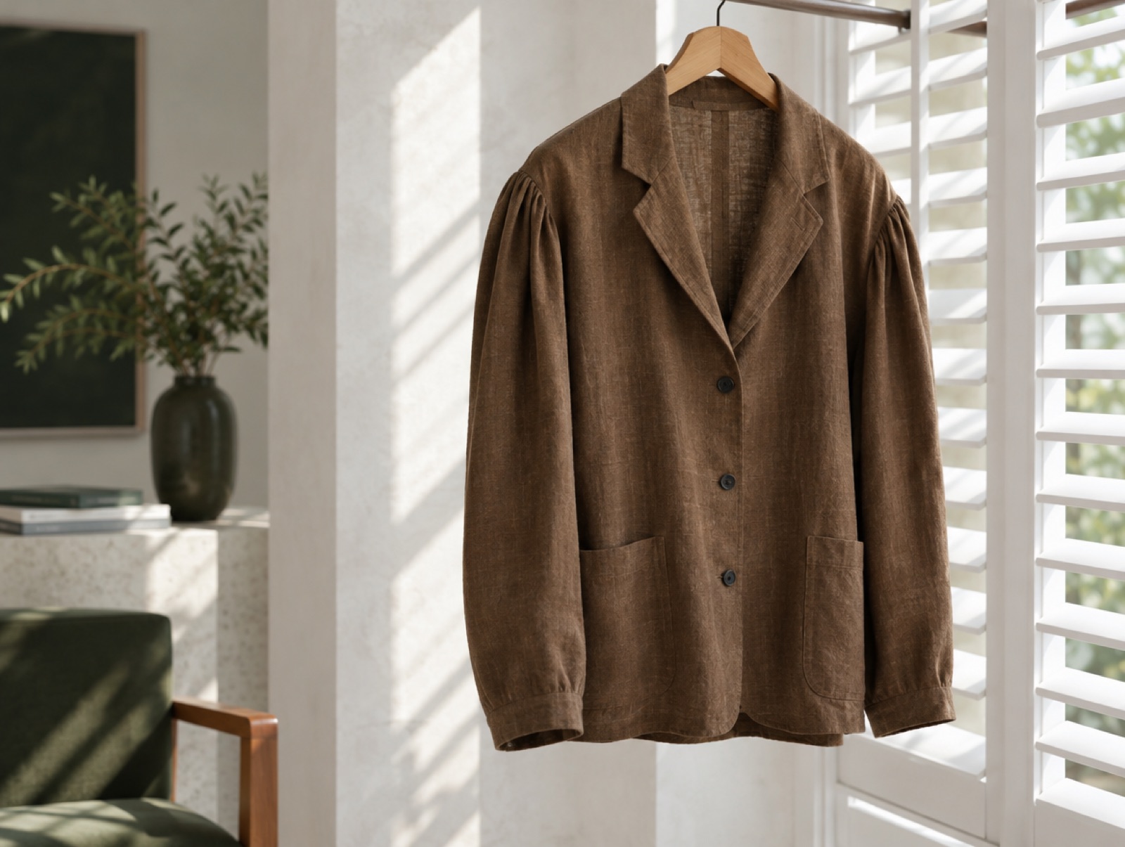 A soft Neapolitan-style linen jacket by a window