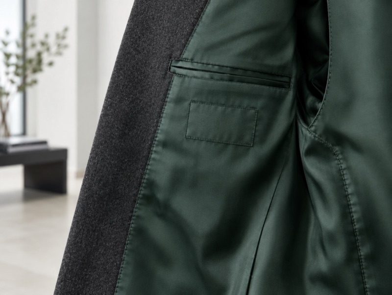 A jacket lining with hand-felled seams