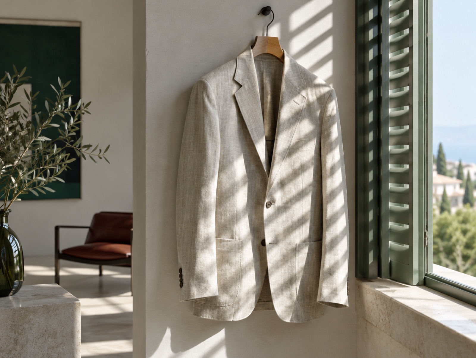 A linen jacket in Mediterranean sun