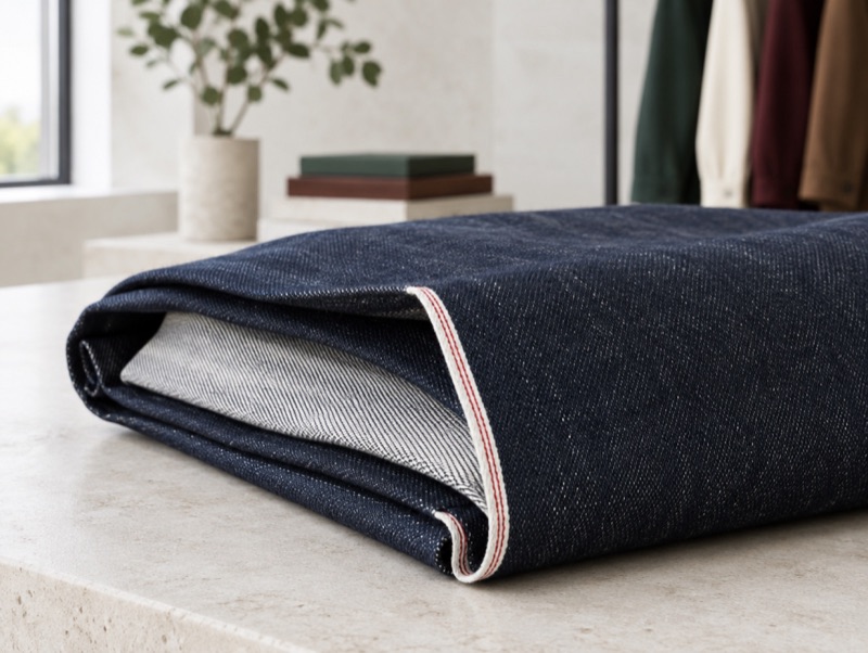Raw selvedge denim showing its edge