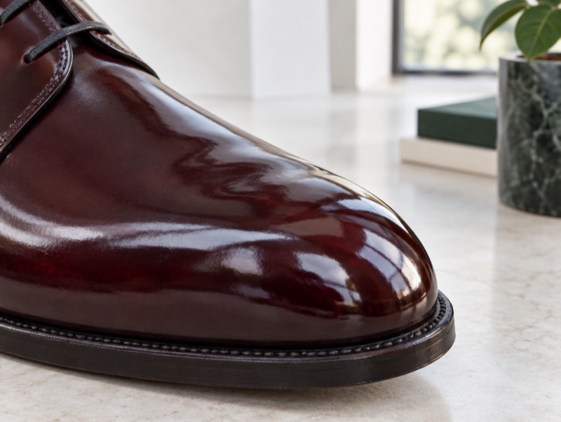 The gleam of burgundy shell cordovan
