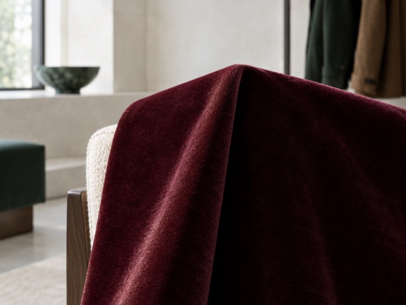 Burgundy velvet, light and dark across a fold