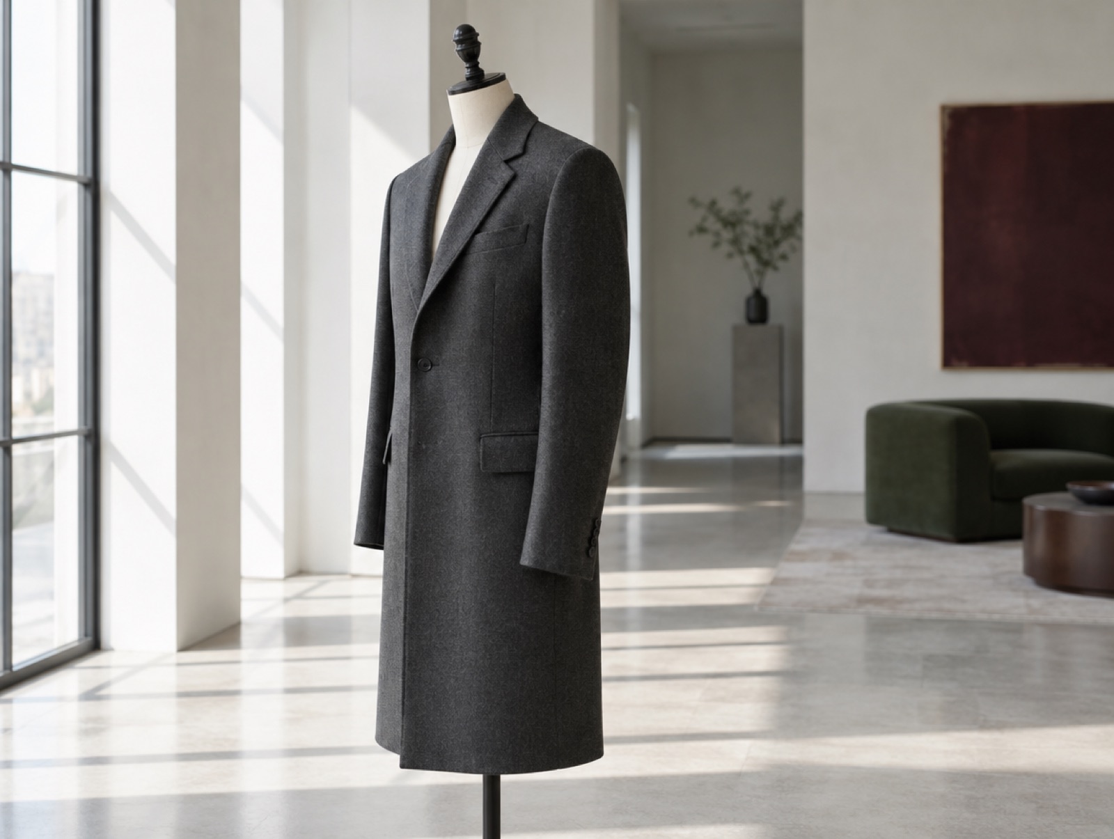 A long lean Roman-cut jacket