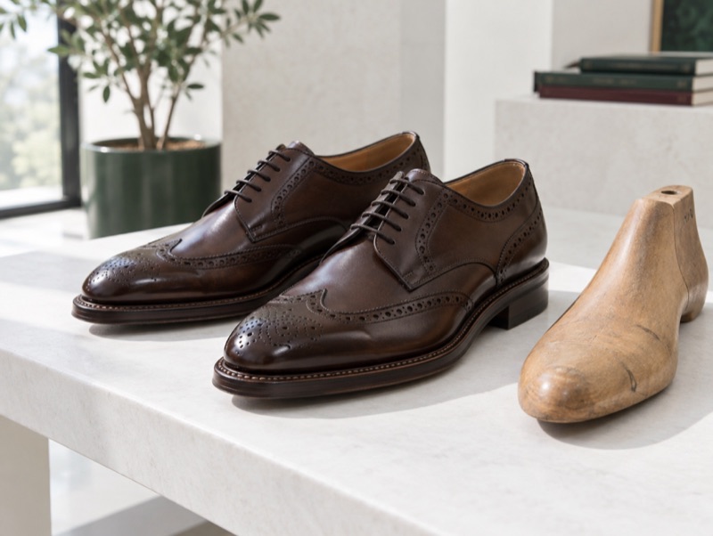 An illustration of a welted shoe of the kind the house makes. Not a photograph of the house's own work.