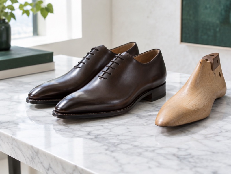 An illustration of a welted shoe of the kind the house makes. Not a photograph of the house's own work.
