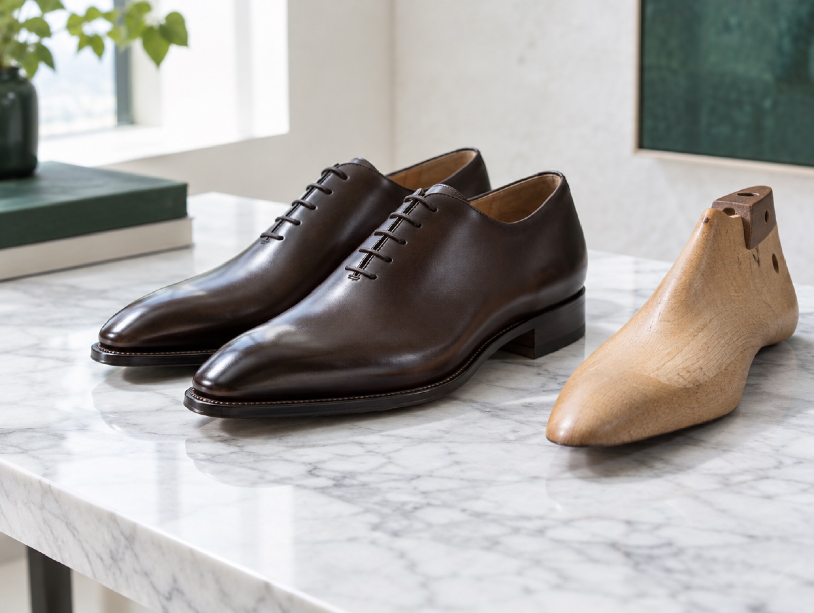 An illustration of a welted shoe of the kind the house makes. Not a photograph of the house's own work.