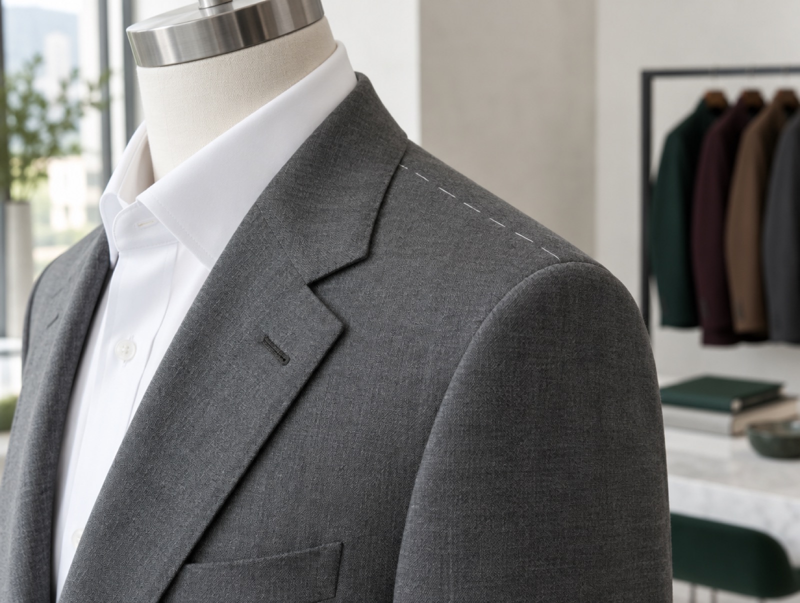 A jacket collar sitting flush on a shirt collar