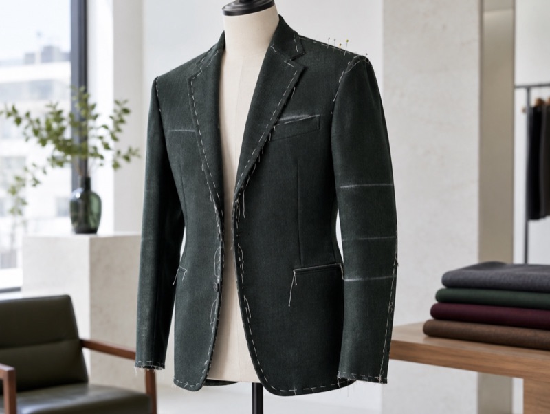 A basted jacket marked in chalk
