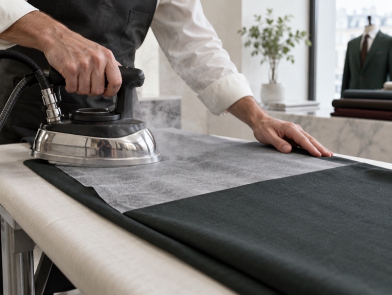 Fusible interlining pressed onto cloth
