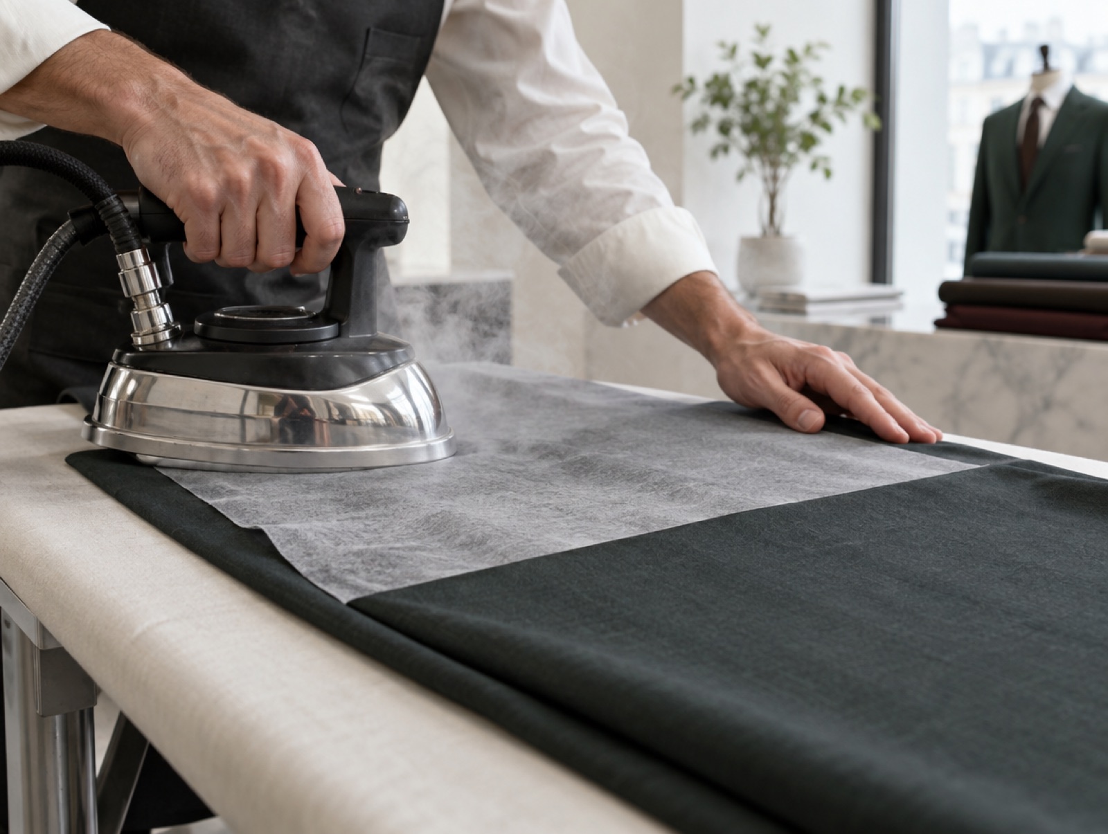 Fusible interlining pressed onto cloth
