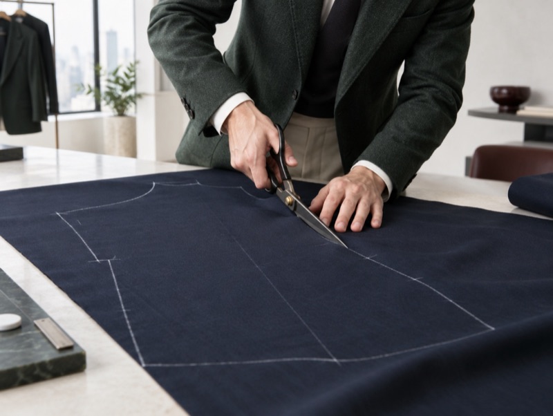 Shears cutting chalk-marked cloth