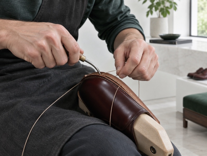 Hand-stitching a welt to an insole