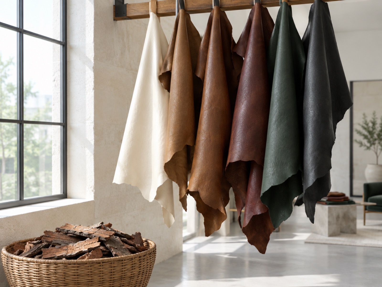 Hides drying in a tannery loft
