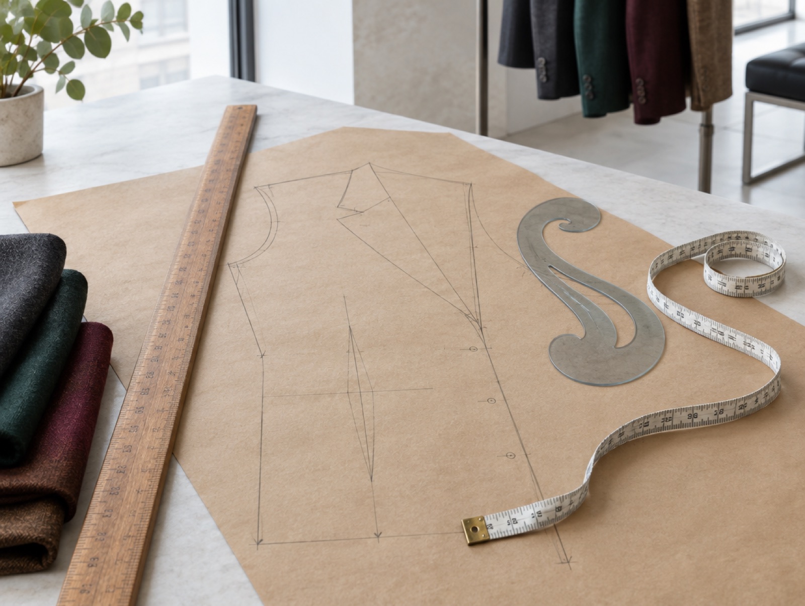 A paper pattern drawn on brown paper