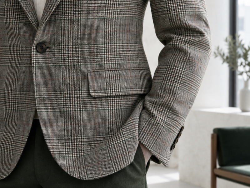 A check matched across a pocket flap