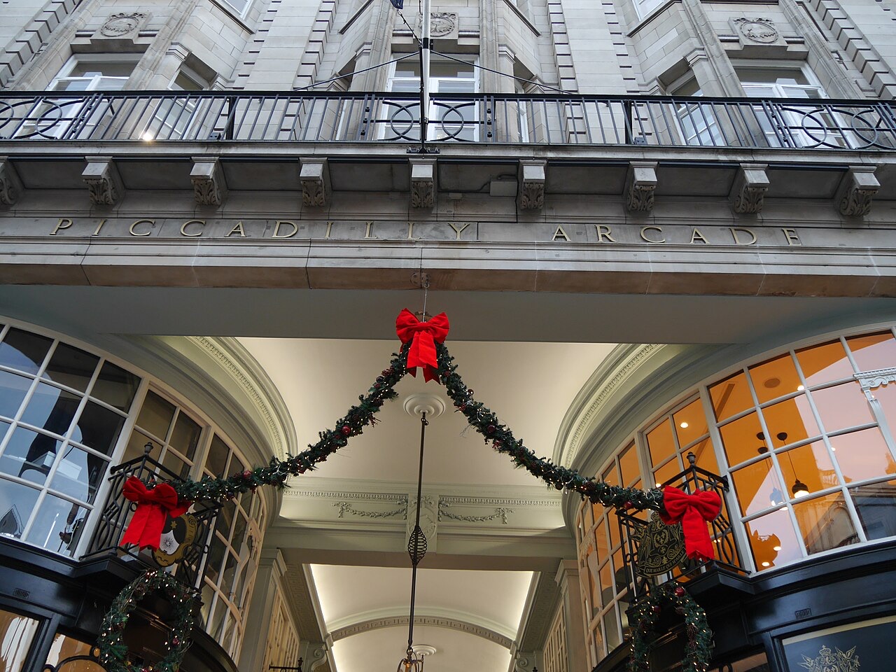 The Piccadilly Arcade entrance at Christmas