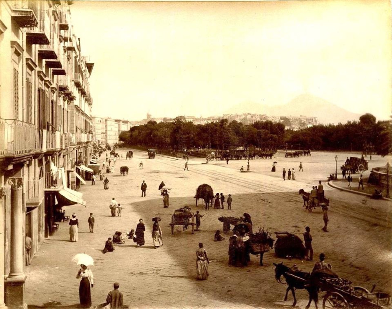 The Riviera di Chiaia, Naples, in an early photograph