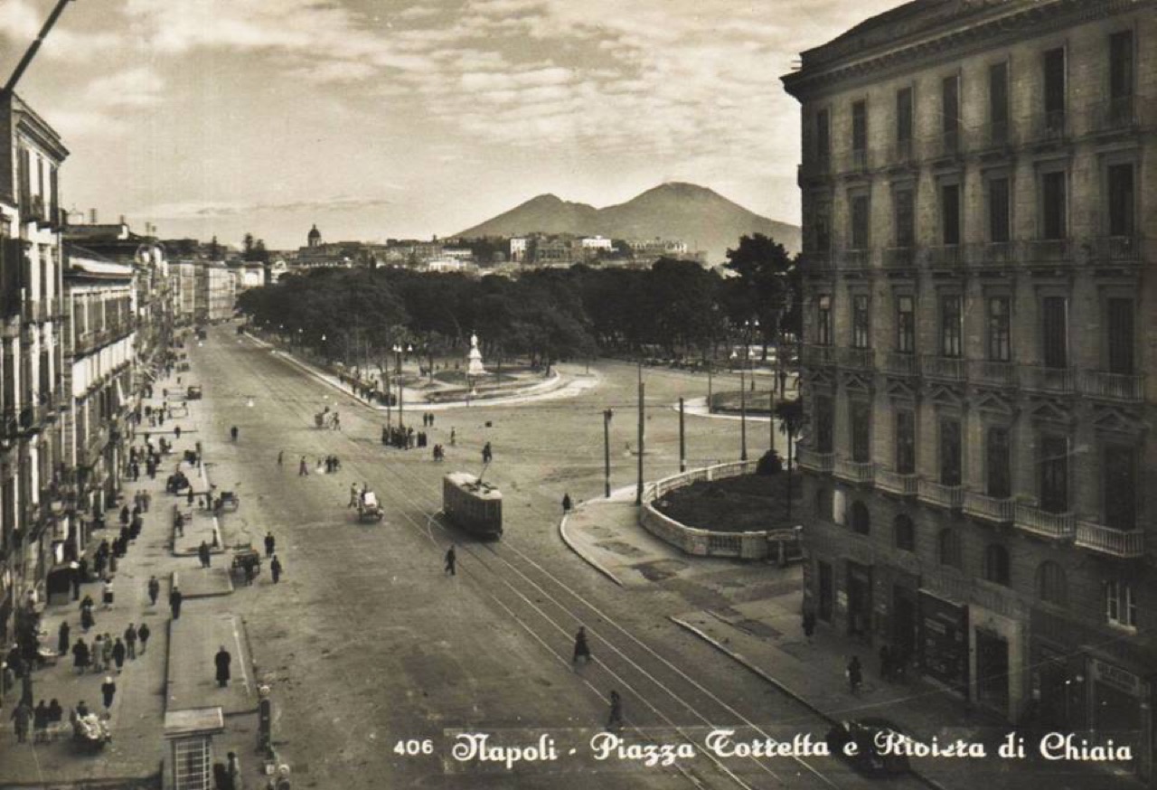 Piazza Torretta and the Riviera di Chiaia, Naples, on an early postcard