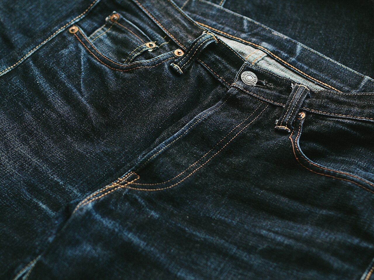 Denim — an indigo warp over an undyed weft